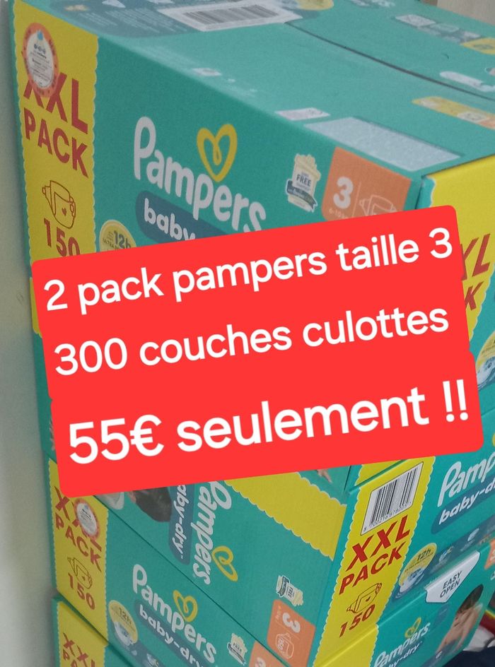 Lot de 300 couches Pampers Taille 3 – 55€ le tout