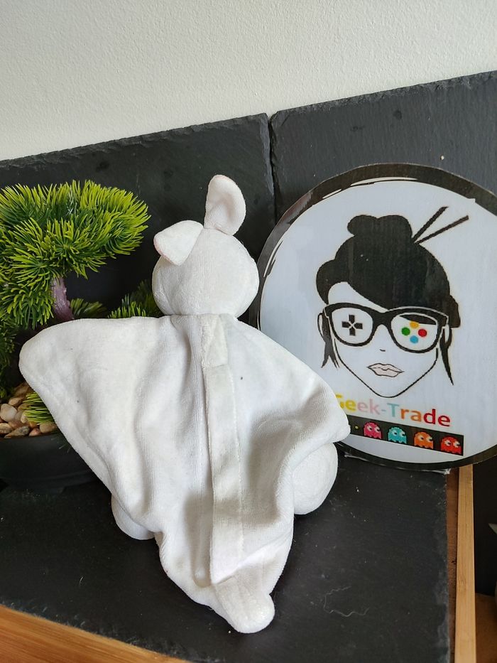 doudou lapin blanc rose noir crédit agricole ca ile de France plat  DD003341 - photo numéro 2