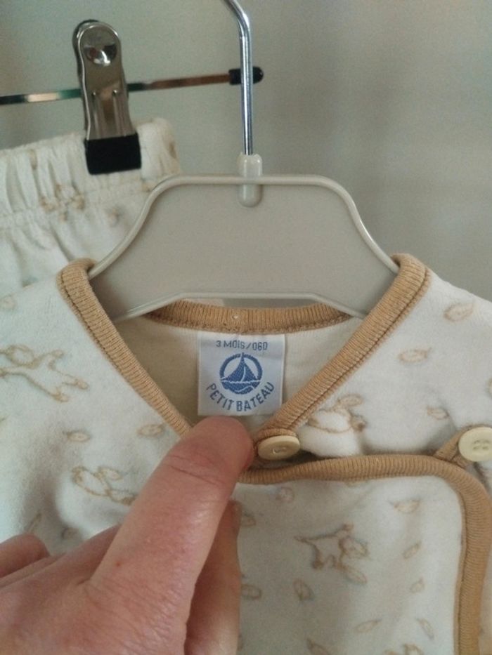 Ensemble vintage velours mixte Petit Bateau 3 mois - photo numéro 3