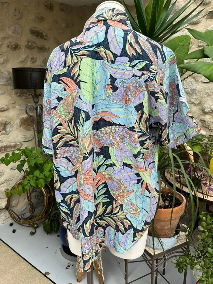 Ghanda - Chemise shirt shapers manche courtes Summer été pastel multicolore tropical légère - photo numéro 3