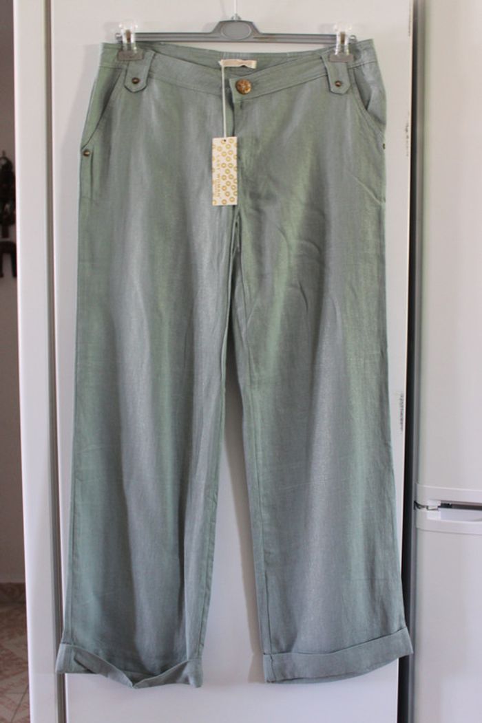 Pantalon d'été vert d'eau irisé 48 - photo numéro 3