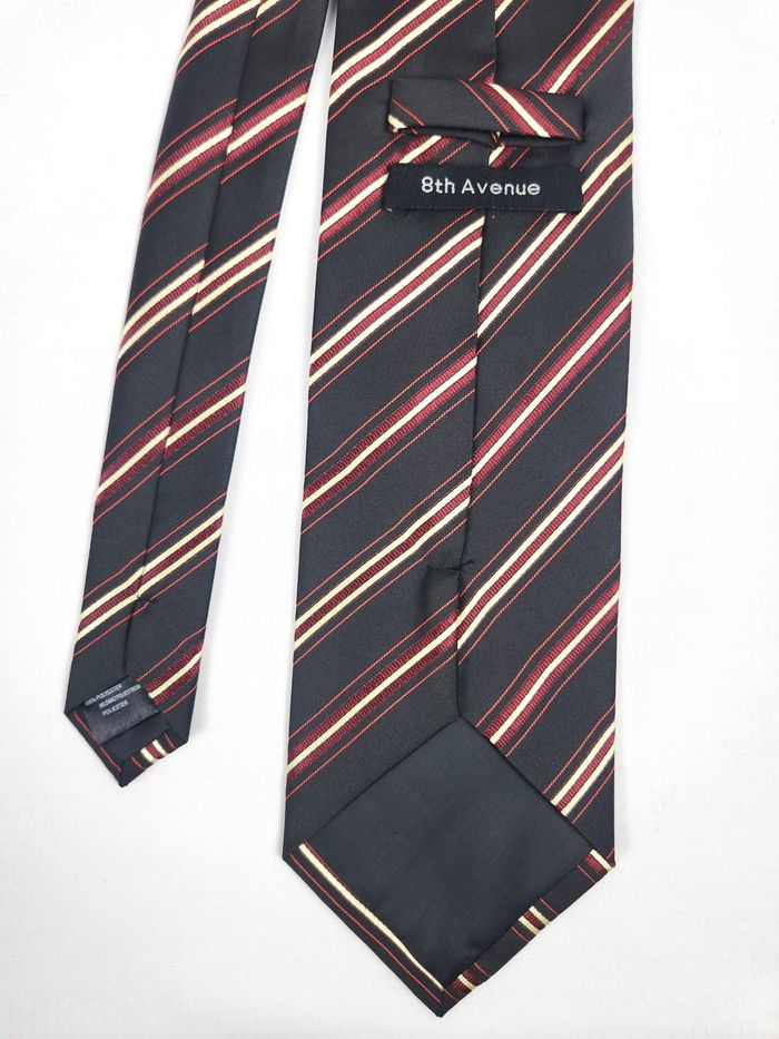 Cravate Homme 8th Avenue - Rayures Noir & Rouge - Élégant - photo numéro 4