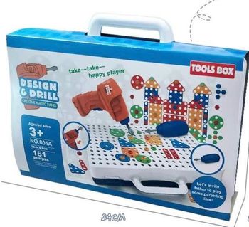 Trousse à outils portative - Jeu de construction avec perceuse pour enfants - 151 pièces neuves