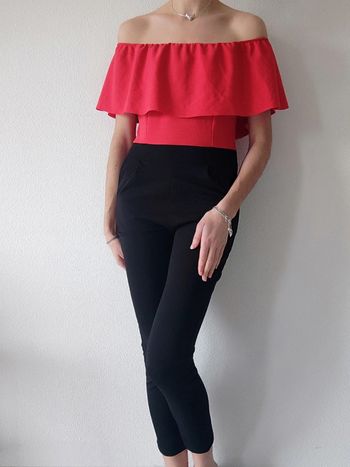 Combinaison pantalon noir volant rouge 🇮🇹 36/S à 40/L
