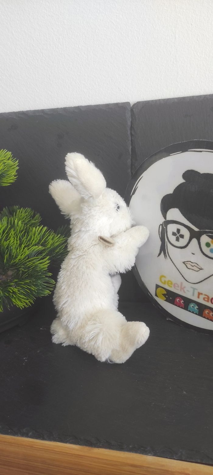 doudou et compagnie peluche lapin petit beige blanc debout - photo numéro 2