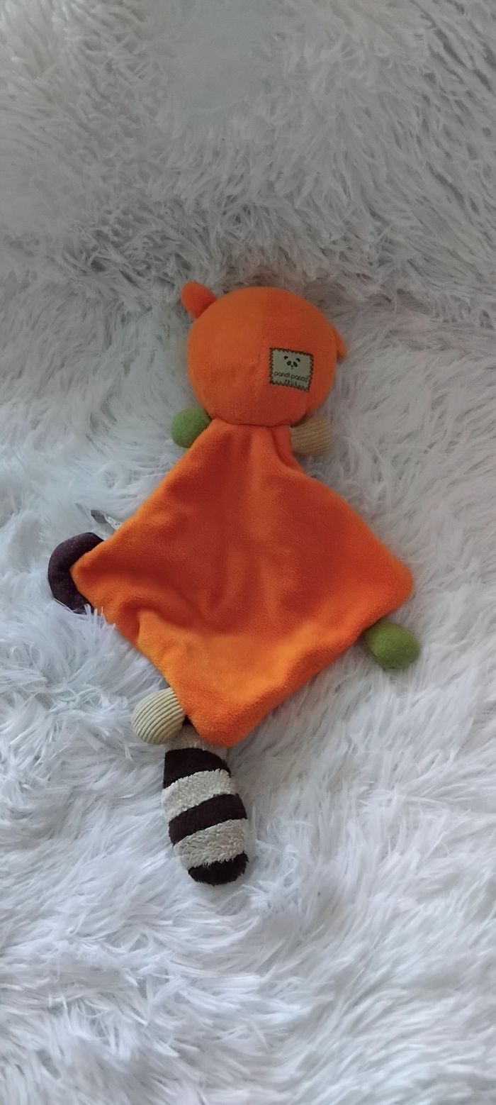 Doudou plat losange raton laveur orange Pandit Panda - photo numéro 2