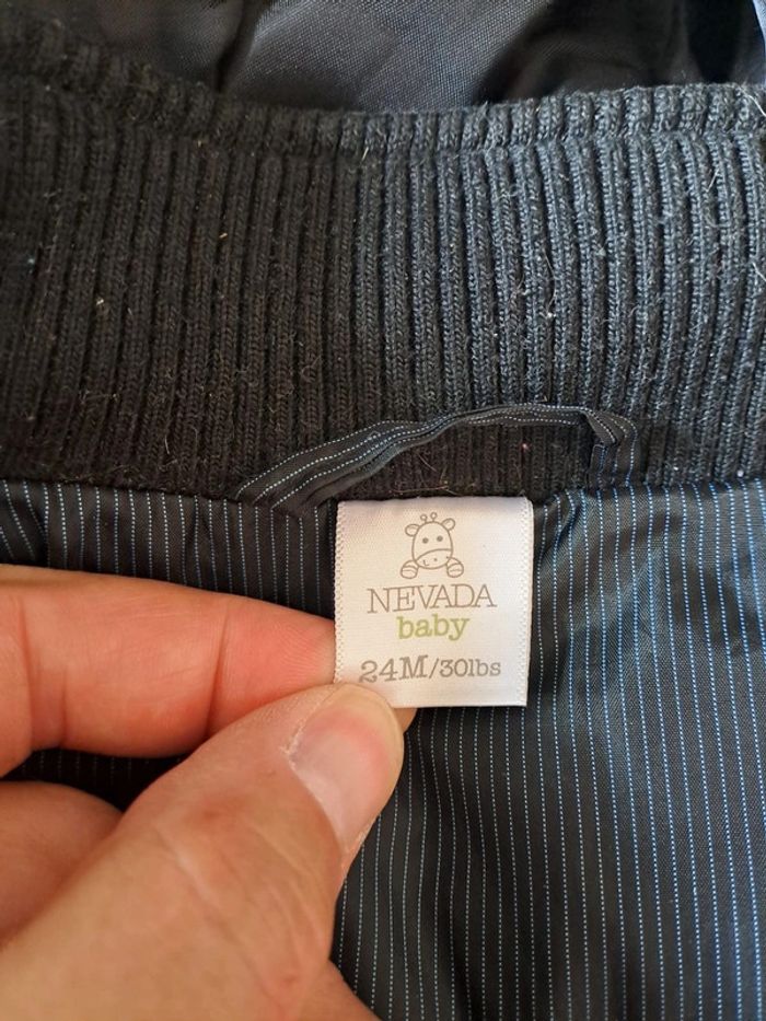 Manteau comme neuf chaud garçon 24 mois nevada baby bleu rayé - photo numéro 3