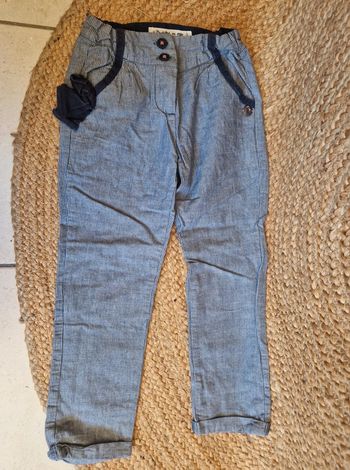 Jolie pantalon bleu marine à rayure balnche fille sergent major 4 ans