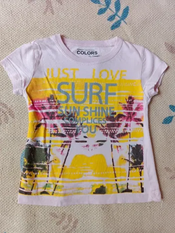 T-shirt rose 5 ans surf sun shine complices