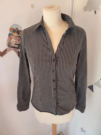 Chemise à carreaux noir et grise cache cache taille M