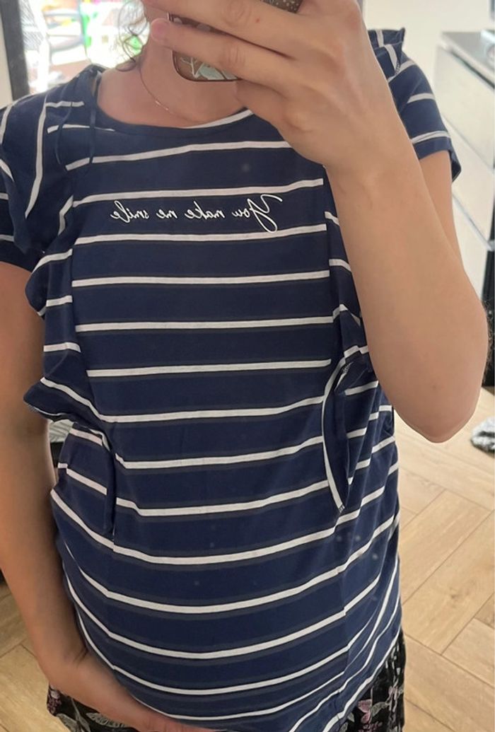 Tee shirt de grossesse rayé manches courtes