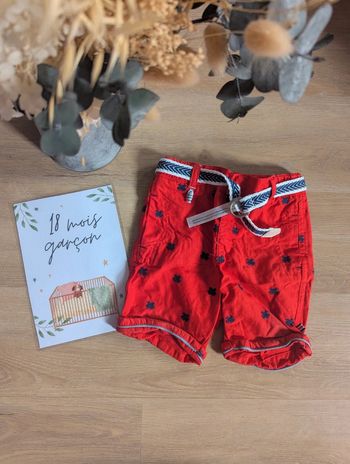 Short Sergent Major 18 mois rouge crabe
