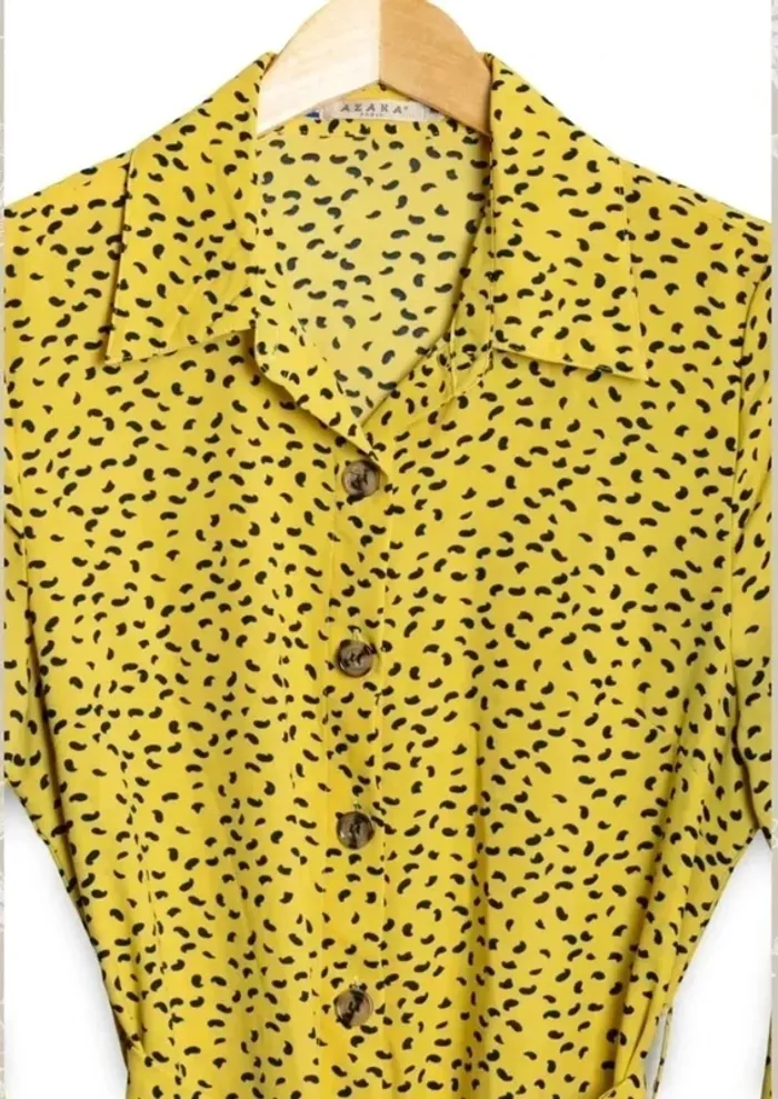 Robe chemise jaune à pois - Azara Paris - Taille M - photo numéro 4