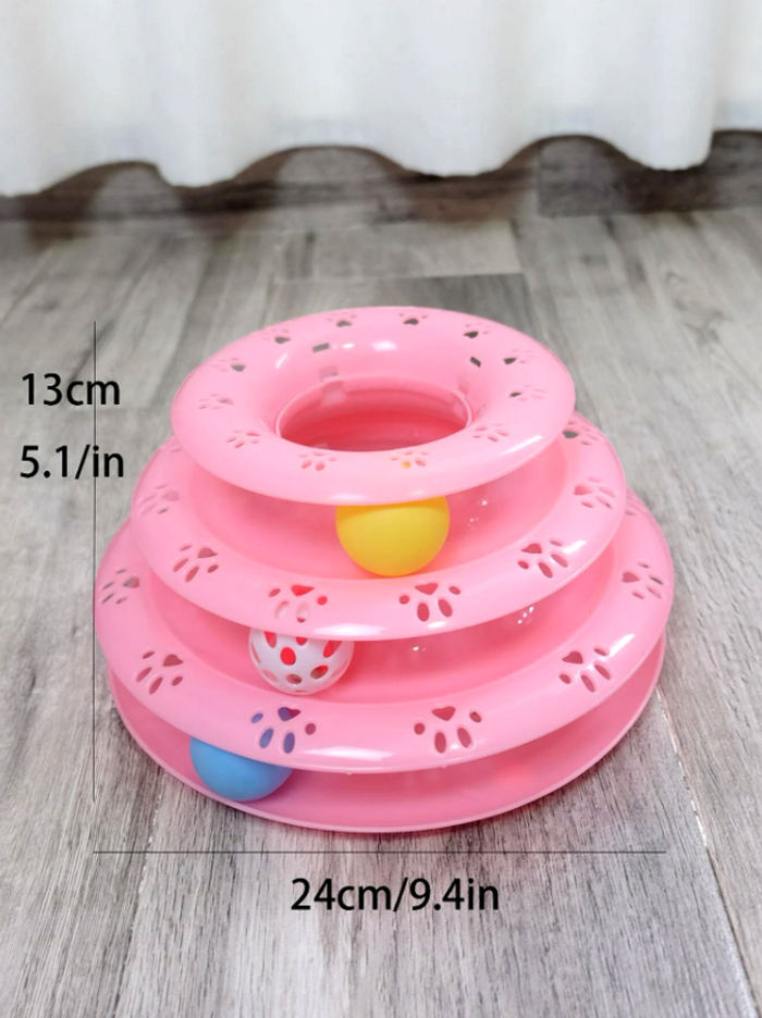 Jouet pour chat tour rose avec 3 balles Neuf - photo numéro 3