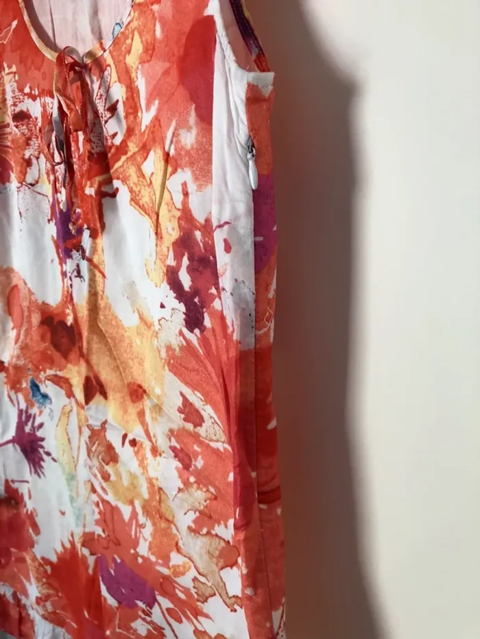 Robe en coton Esprit blanche à fleur orange taille 36 - photo numéro 4