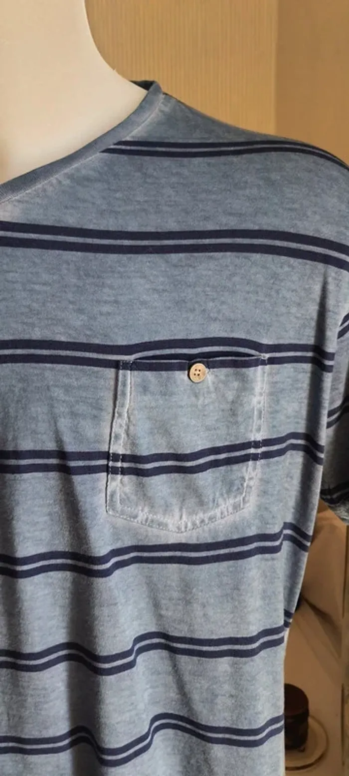 Tee-shirt homme bleu rayé "TEX" taille XL - photo numéro 2