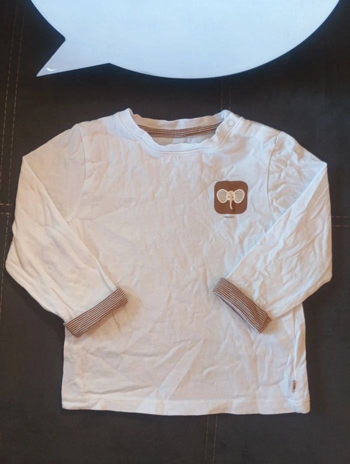 Tee shirt chemise manches longues Garçon 12 mois éléphant Obaibi - photo numéro 2