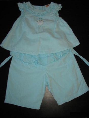 ENSEMBLE 2 PCS BÉBÉ FILLE : PANTALON + BLOUSE SM "3 POMMES" - 6 MOIS - n°11