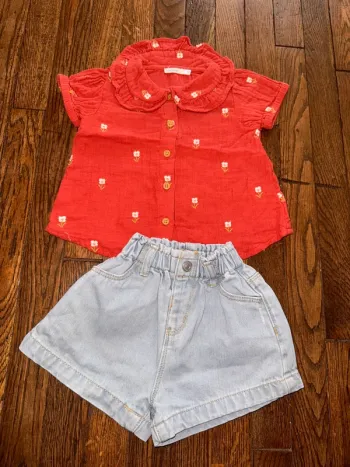 Chemise Bout’chou et short Zara 12 mois