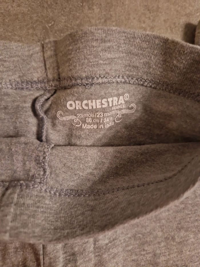 Lot 2 leggings longs gris fille T23mois TBE orchestra - photo numéro 2