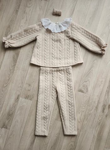 Ensemble Alix beige col broderie 24/36mois