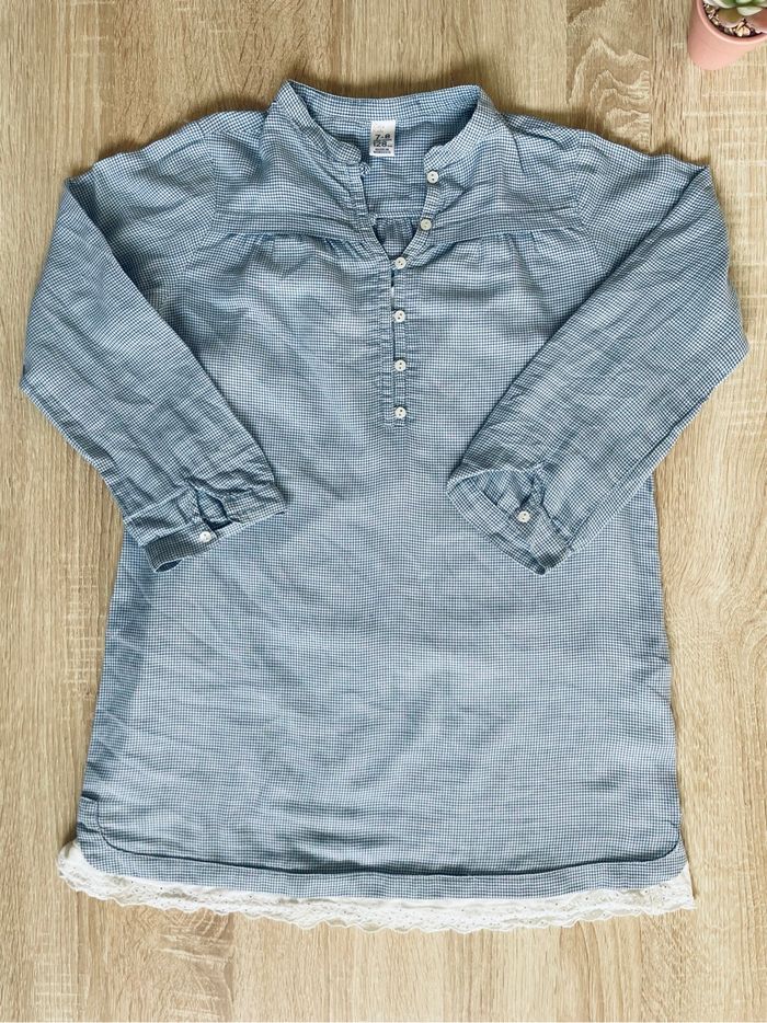 Robe à carreaux bleus avec dentelle – Zara Kids fille 8 ans