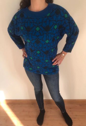 81 - pull bleu carreau