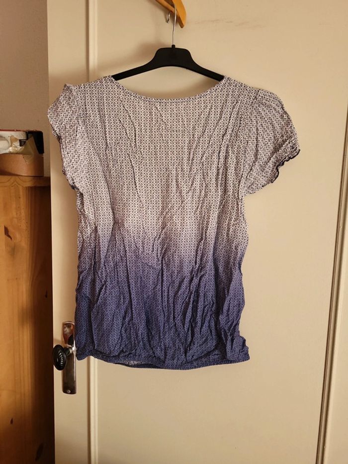 Blouse blanc bleu imprimee - photo numéro 5