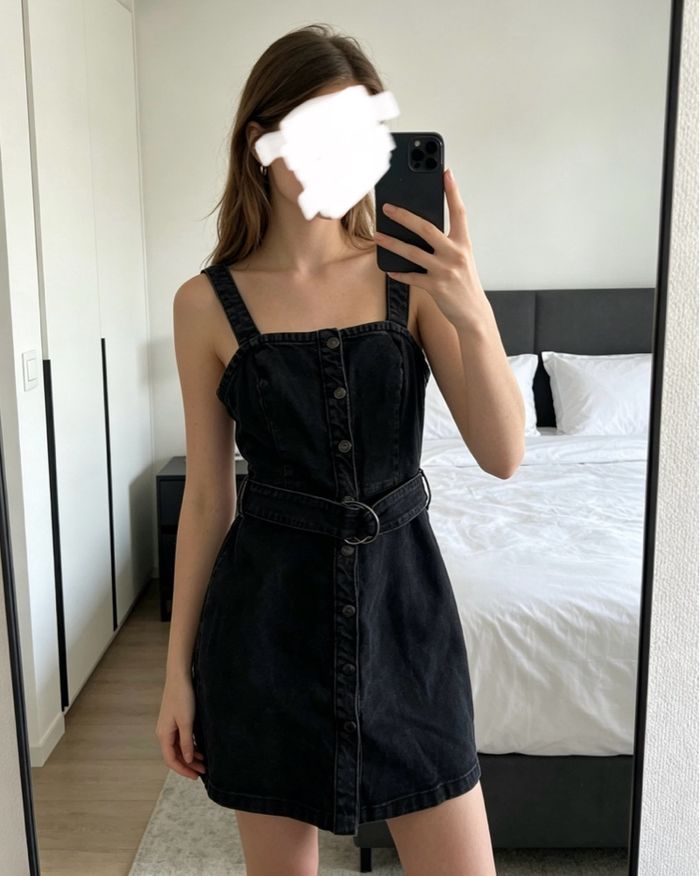 Robe courte en jean noir vintage - photo numéro 3