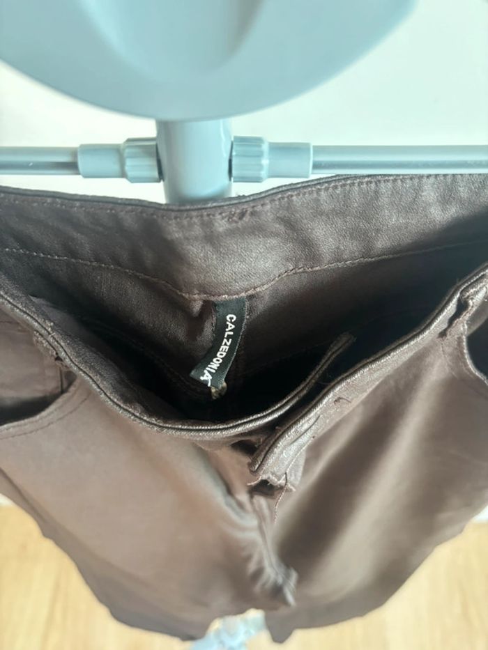 Pantalon coupe droite simili cuir calzedonia taille 38 marron - photo numéro 7