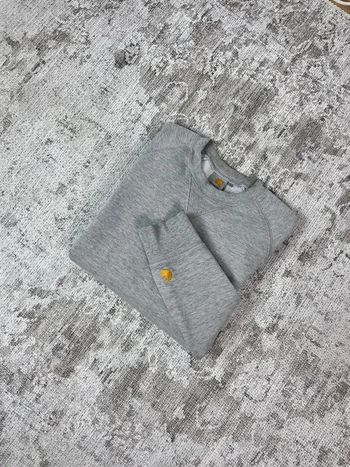 Sweat Carhartt gris logo brodé manche taille S 455F