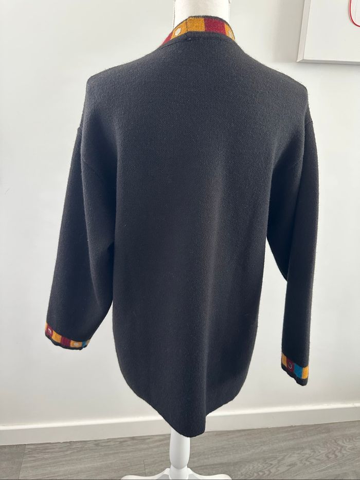 Pull long en laine noir et multicolore Vintage T40 L - photo numéro 6