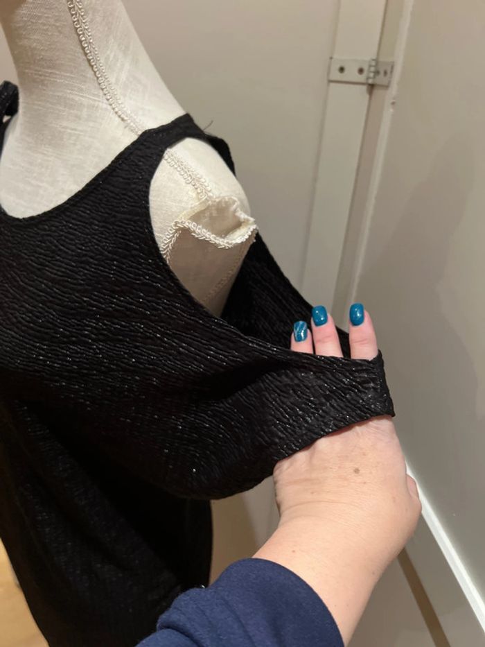 Blouse chic asymétrique noir pailleté taille 42 44 no excuse - photo numéro 3