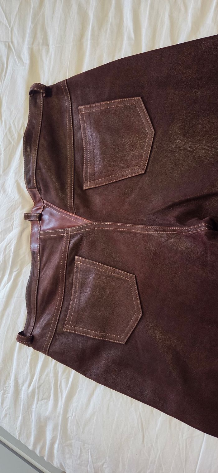 Jean cuir marron T.50 - photo numéro 3