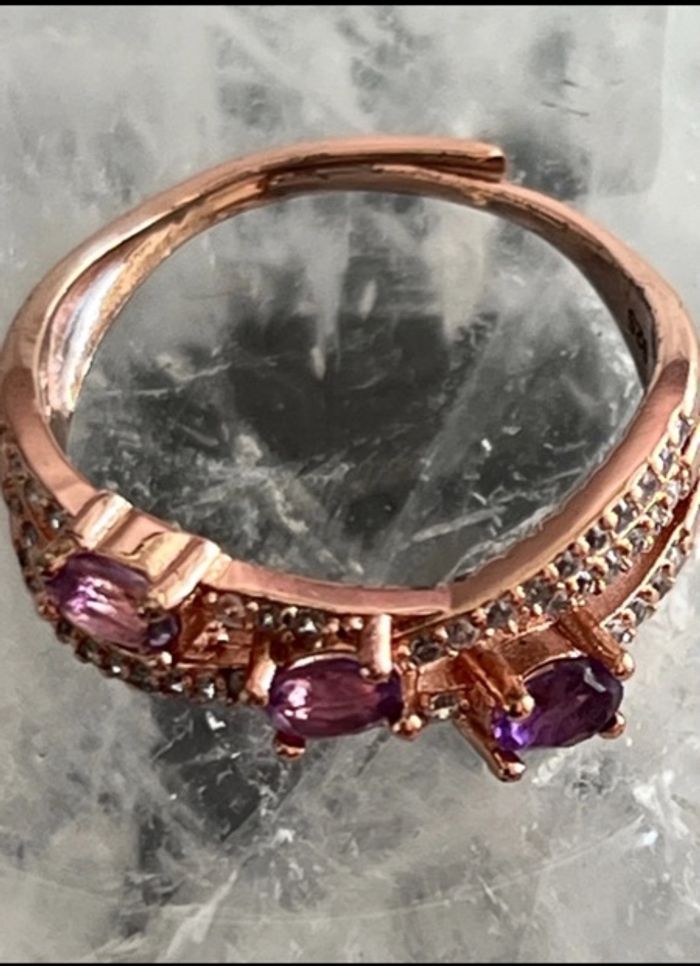 Élégance Discrète : Bague Ajustable Améthyste & Acier Inoxydable - photo numéro 3