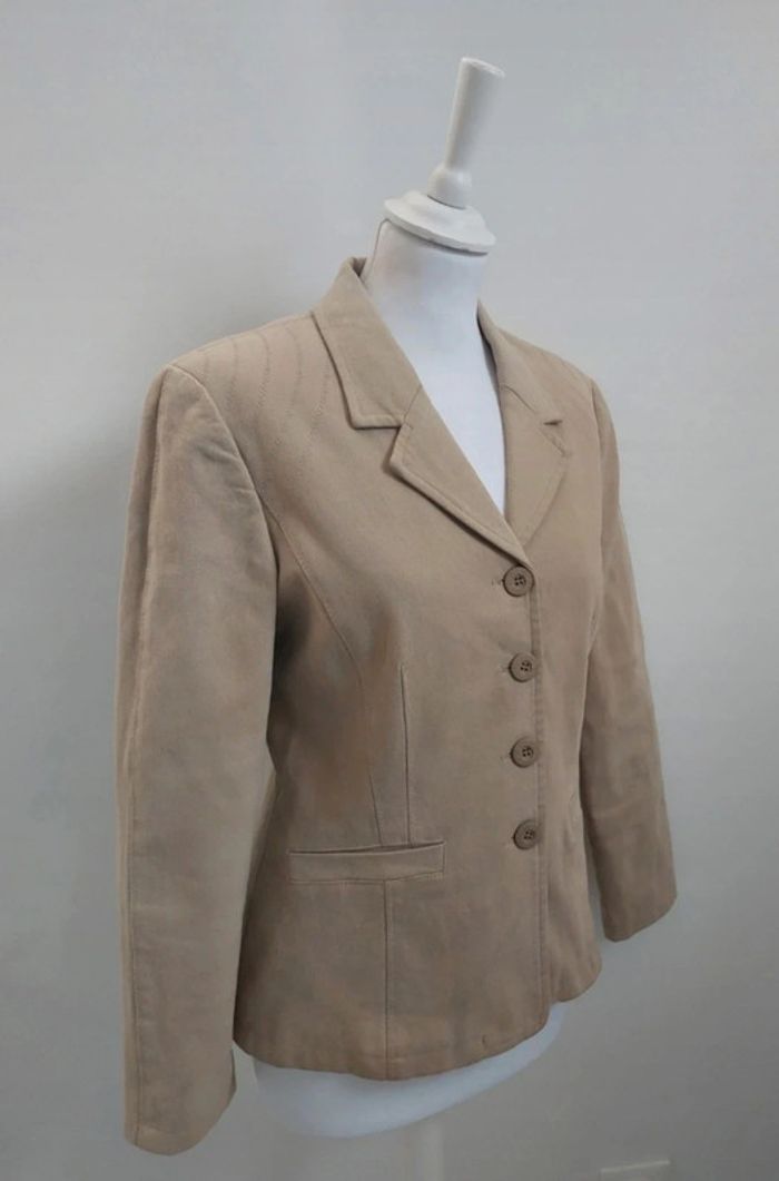 Blazer veste de tailleur beige taille 36 Bleu de Sym - photo numéro 3