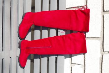 Bottes Cuissardes Lacets rouge T39