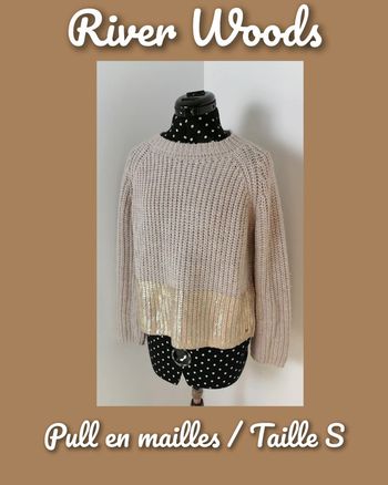 Pull mailles beige doré laine acrylique alpaga Taille S River Woods