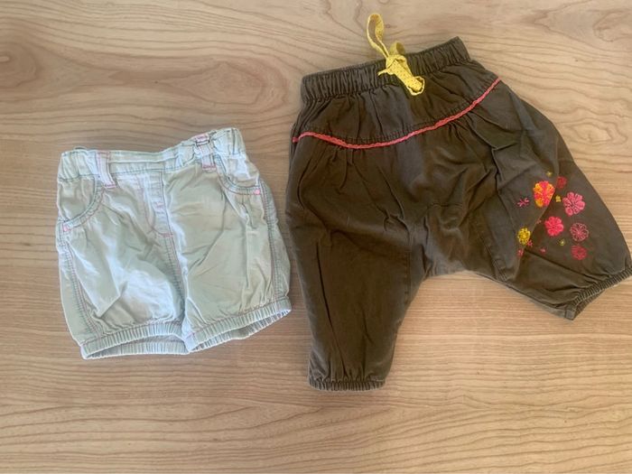 Ensemble Lot 2 bas été short jean léger + sarouel fleurs
