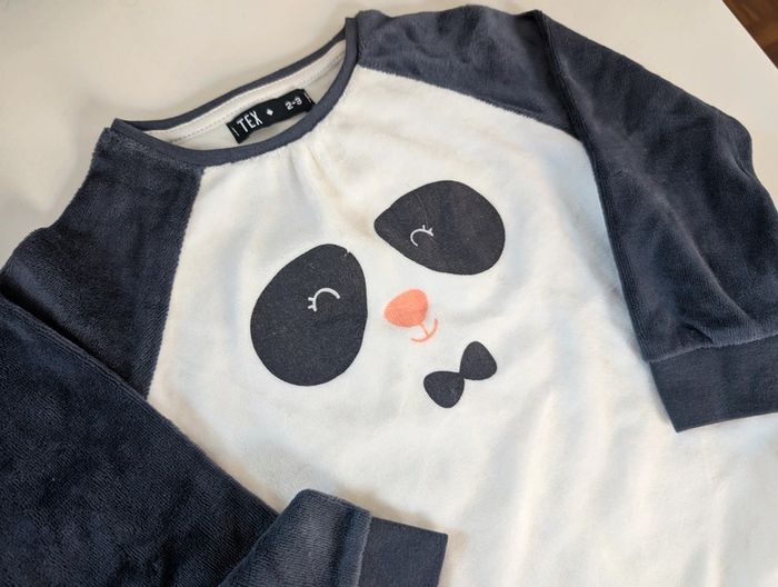 Pyjama velours 2 pièces panda Tex mixte 3 ans neuf - photo numéro 2