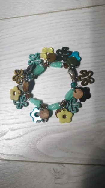 Bracelet vert eau marron