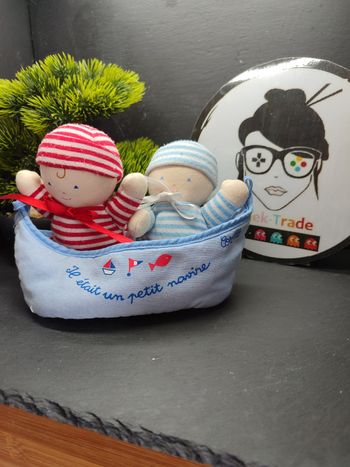 doudou peluche corolle bateau bébé rouge bleu il était un petit navire Rayé 1998