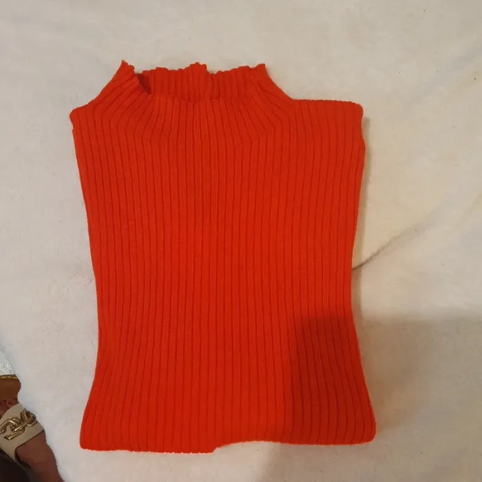Magnifique haut col montant Couleur orange sanguine taille L Morgan - photo numéro 8