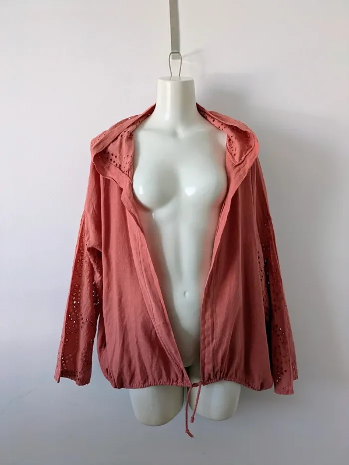 Veste d'été brodée en lin et coton à capuche - Culture Sud - taille unique