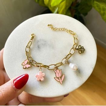 Bracelet fleur rose  ✅