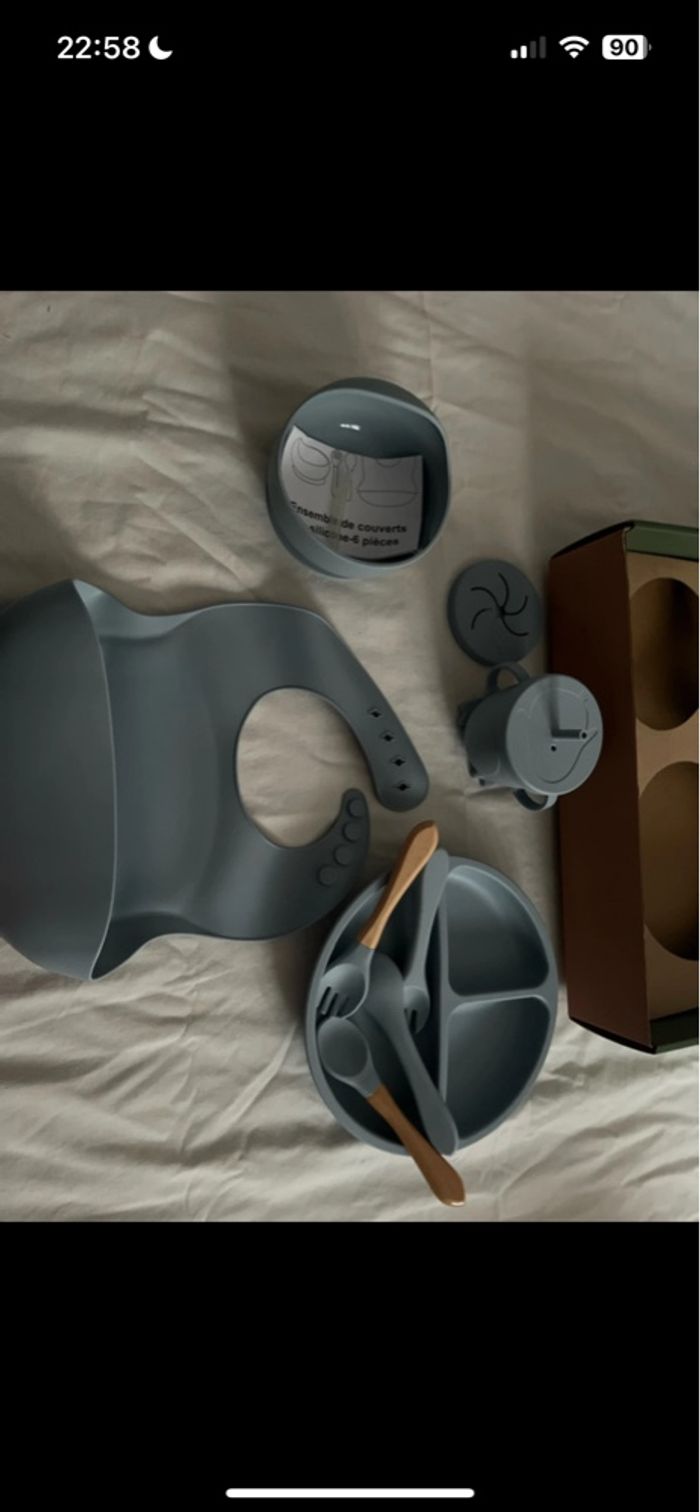 Set de repas en silicone bleu pour enfant 10 pièces - photo numéro 7