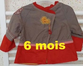 Gilet rouge  rose  kaki  motif doré La  Compagnie  des Petits  Taille 6  mois