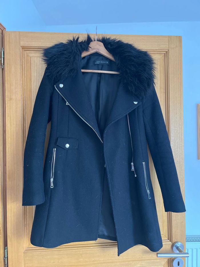 Manteau hiver fourrure noir Zara femme M