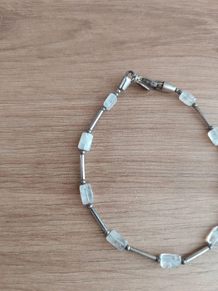 Bracelet argenté et pierre de lune - photo numéro 3