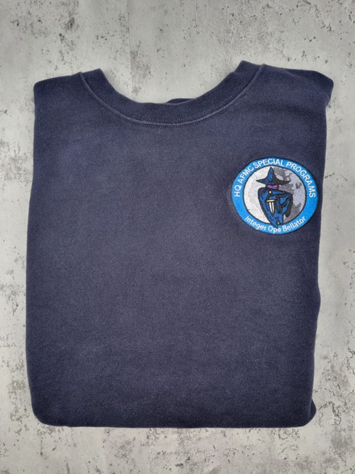 Sweat bleu marine Lands' End avec patch brodé  – Taille L Homme (mesures en photos) - photo numéro 2